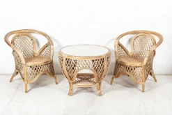 Outlet Pamono Mid-Century English Cane or Wicker Conservatory Set, Set of 5