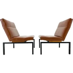 Pamono Mid-Century Faux Leather & Metal Lounge Chair, 1970s> Lounge Chairs & Armchairs