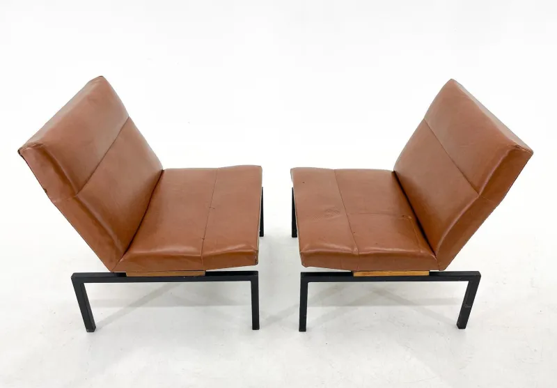 Pamono Mid-Century Faux Leather & Metal Lounge Chair, 1970s> Lounge Chairs & Armchairs