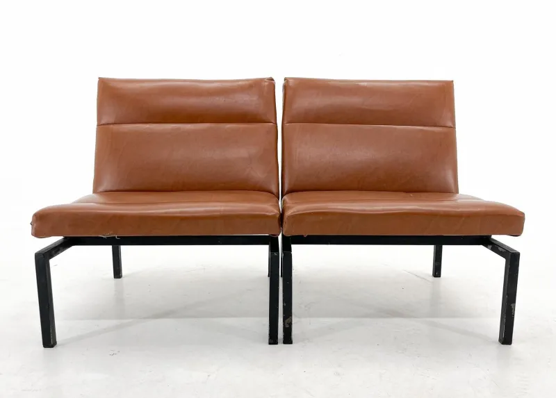 Pamono Mid-Century Faux Leather & Metal Lounge Chair, 1970s> Lounge Chairs & Armchairs