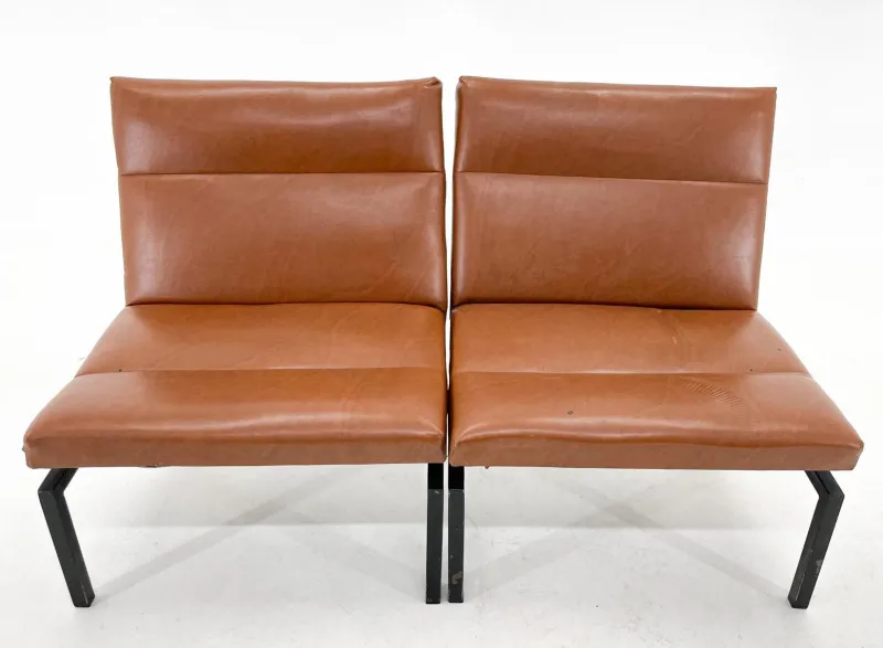 Pamono Mid-Century Faux Leather & Metal Lounge Chair, 1970s> Lounge Chairs & Armchairs