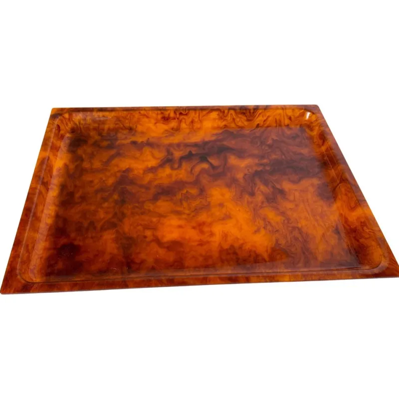 Pamono Mid-Century Faux Tortoise Shell Tray in the style of Christian Dior, 1970s
