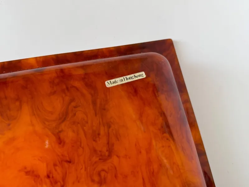 Pamono Mid-Century Faux Tortoise Shell Tray in the style of Christian Dior, 1970s