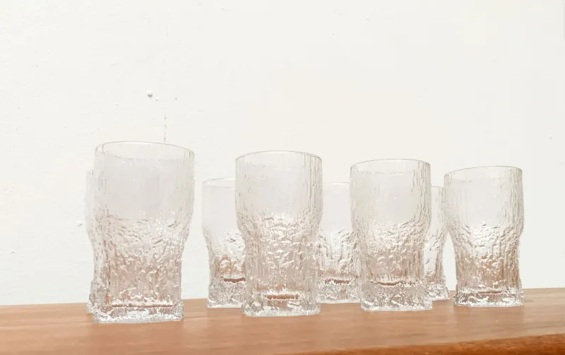 Pamono Mid-Century Finnish Aslak Glasses by Tapio Wirkkala for Iittala, Set of 8> Glassware