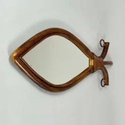 Pamono Mid-Century Fish-Shaped Bamboo and Rattan Mirror, France, 1950s> Mirrors