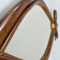 Pamono Mid-Century Fish-Shaped Bamboo and Rattan Mirror, France, 1950s><noscript><img width=