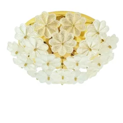 Pamono Mid-Century Floral Murano Glass and Brass Flush Mount by Ernst Palme for Palwa, Germany, 1960s> Ceiling Lights