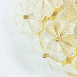 Pamono Mid-Century Floral Murano Glass and Brass Flush Mount by Ernst Palme for Palwa, Germany, 1960s><noscript><img width=