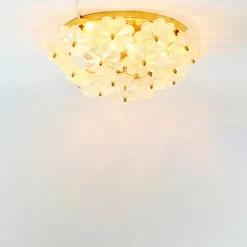 Pamono Mid-Century Floral Murano Glass and Brass Flush Mount by Ernst Palme for Palwa, Germany, 1960s><noscript><img width=