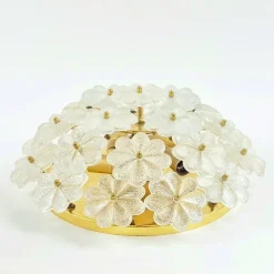 Pamono Mid-Century Floral Murano Glass and Brass Flush Mount by Ernst Palme for Palwa, Germany, 1960s><noscript><img width=