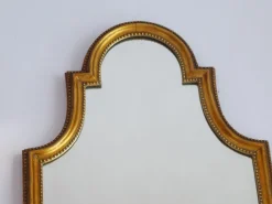 Best Pamono Mid-Century French Arched Gilt Wooden Mirror with Carved Details and Facet Cut Glass, 1960s