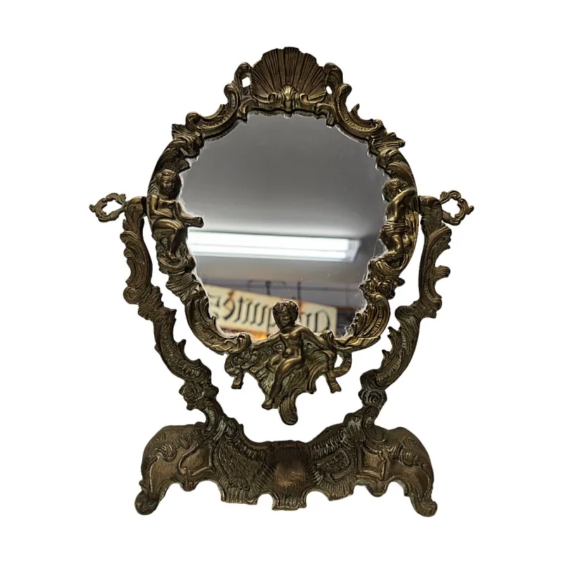 Pamono Mid-Century French Bronze Table Mirror, 1950s> Mirrors