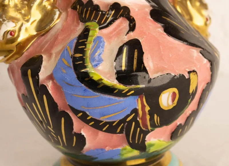 Pamono Mid-Century French Cerdazur Monaco Ceramic Vase with Sea Decoration, 1970s> Vases