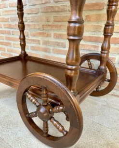 Pamono Mid-Century French Wooden Bar Cart Trolley, 1950s><noscript><img width=