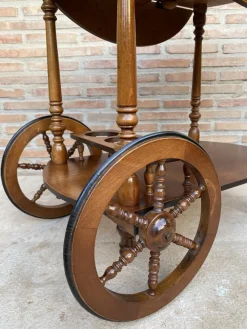 Pamono Mid-Century French Wooden Bar Cart Trolley, 1950s><noscript><img width=