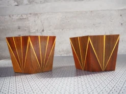 Pamono Mid-Century Geometric Flowerpots, 1960s, Set of 2> Planters And Jardiniere