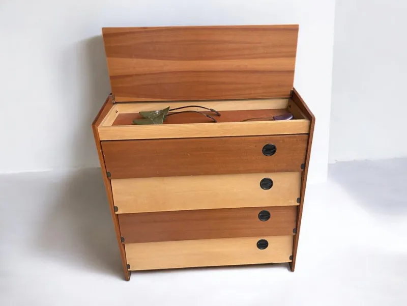 Pamono Mid-Century German Brown and Beige Shoe Cabinet, 1950s> Dressers, Commodes & Chests