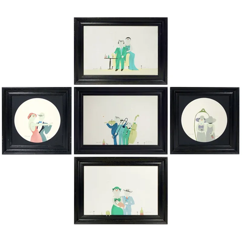 Hot Pamono Mid-Century German Paintings from Barbara Oldenburg, Set of 5