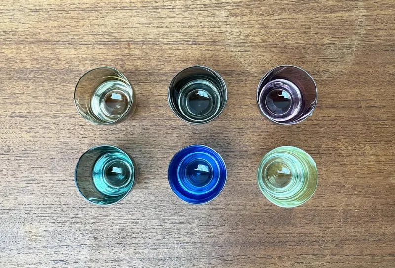 Pamono Mid-Century German Space Age Colorful Shot Glasses from Gral, 1960s, Set of 5> Glassware