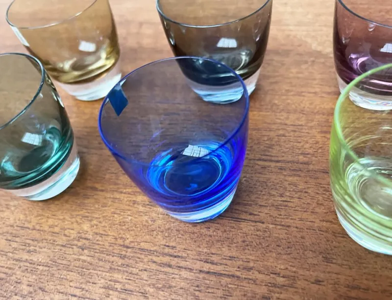 Pamono Mid-Century German Space Age Colorful Shot Glasses from Gral, 1960s, Set of 5> Glassware