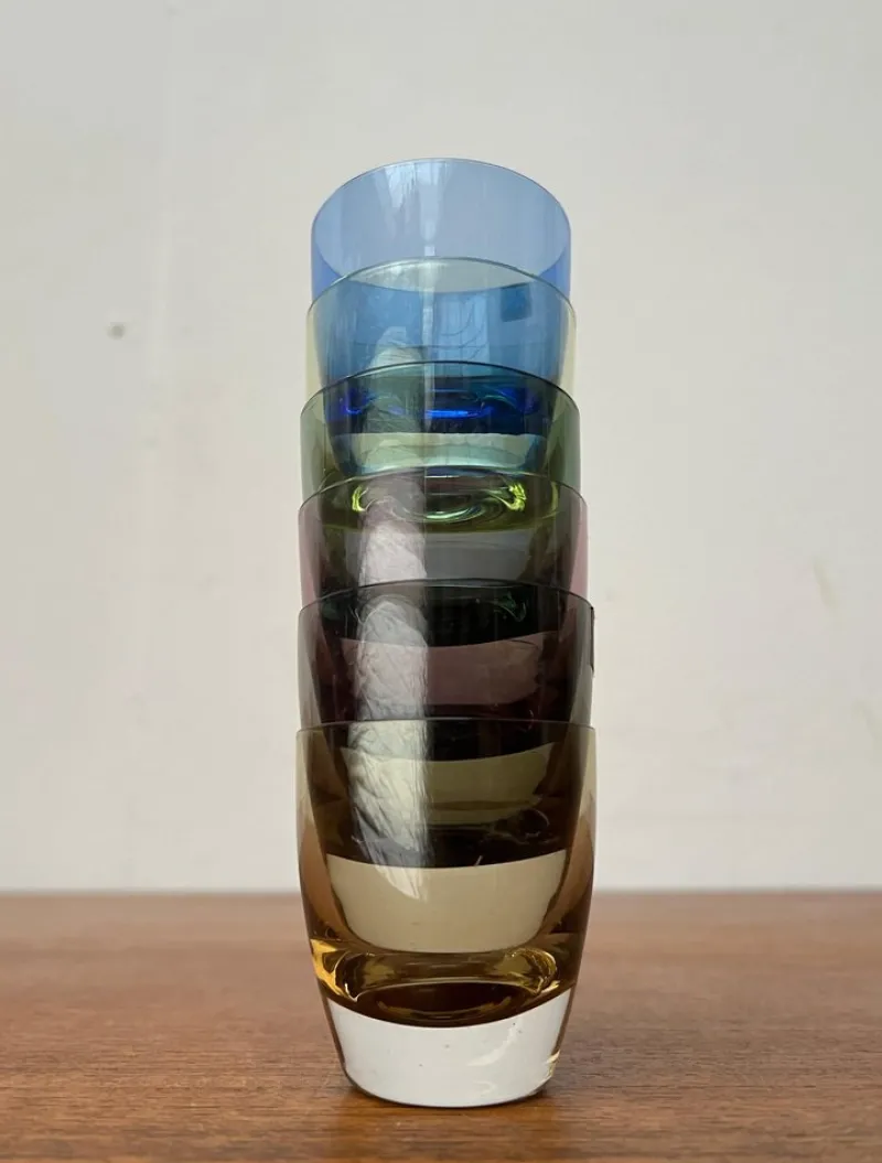 Pamono Mid-Century German Space Age Colorful Shot Glasses from Gral, 1960s, Set of 5> Glassware