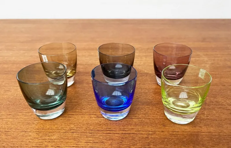 Pamono Mid-Century German Space Age Colorful Shot Glasses from Gral, 1960s, Set of 5> Glassware