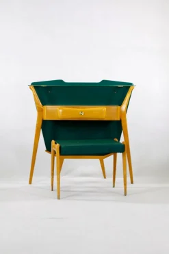New Pamono Mid-Century Green Console Table with Stool, Set of 2