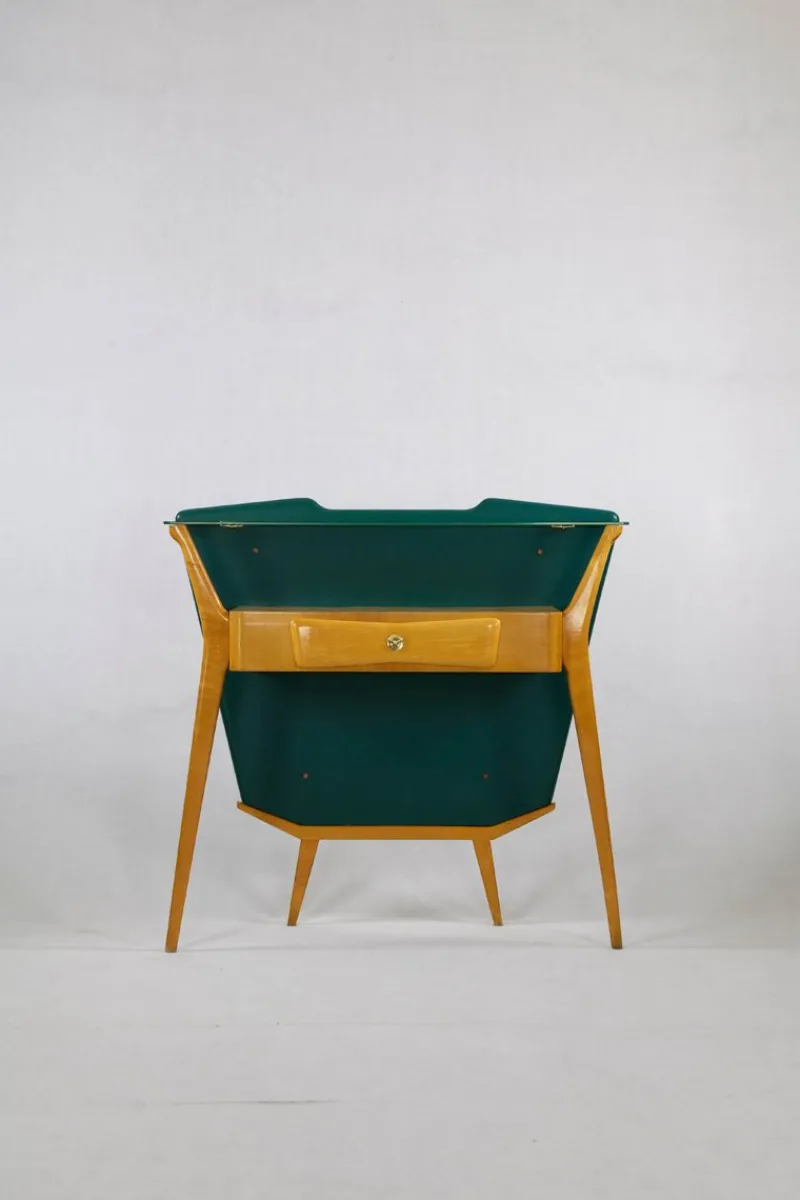 New Pamono Mid-Century Green Console Table with Stool, Set of 2