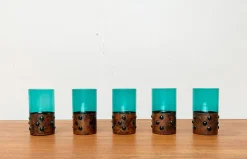 Online Pamono Mid-Century Green Glass & Copper Drinking Glasses by Nanny Still, 1960s, Set of 5