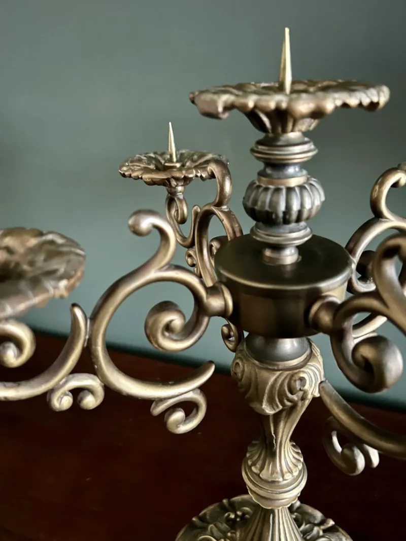 Pamono Mid-Century Historicist Style 5-Armed Candelabra in Bronze / Brass, 1960s-1970s> Candleholders