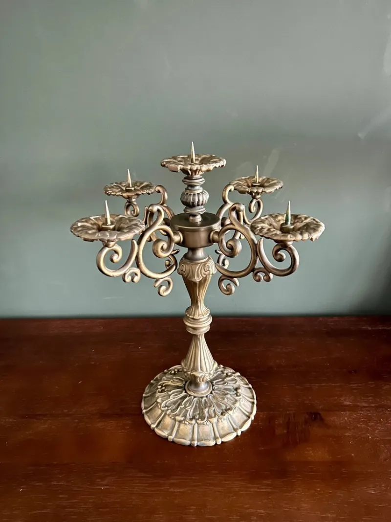 Pamono Mid-Century Historicist Style 5-Armed Candelabra in Bronze / Brass, 1960s-1970s> Candleholders