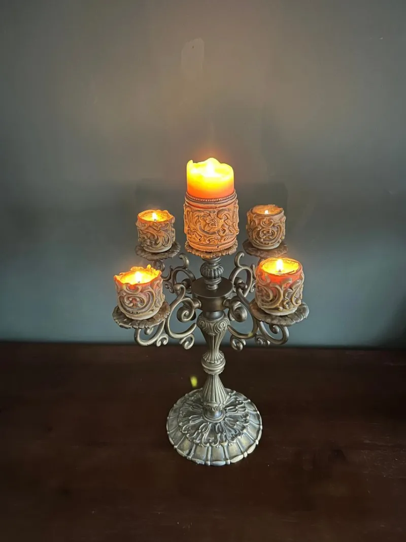 Pamono Mid-Century Historicist Style 5-Armed Candelabra in Bronze / Brass, 1960s-1970s> Candleholders