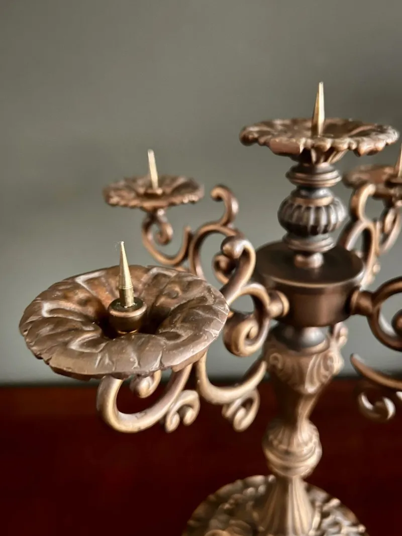 Pamono Mid-Century Historicist Style 5-Armed Candelabra in Bronze / Brass, 1960s-1970s> Candleholders