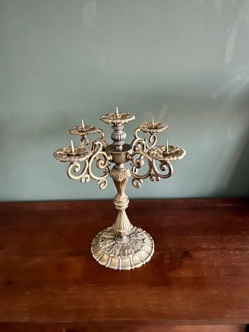 Pamono Mid-Century Historicist Style 5-Armed Candelabra in Bronze / Brass, 1960s-1970s> Candleholders