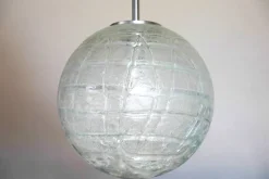 Clearance Pamono Mid-Century Ice Glass Globe Pendant Lamp from Doria Leuchten, Germany, 1970s