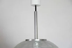 Clearance Pamono Mid-Century Ice Glass Globe Pendant Lamp from Doria Leuchten, Germany, 1970s
