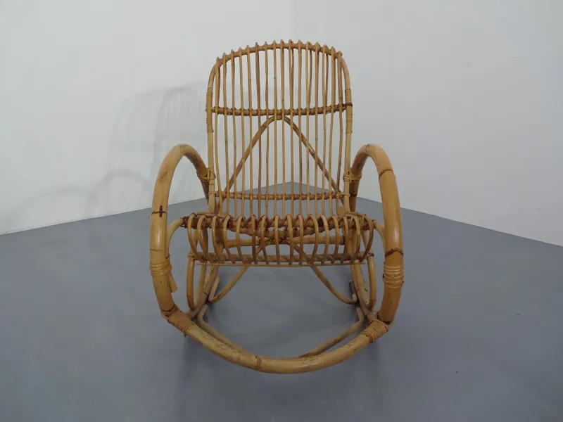 Clearance Pamono Mid-Century Italian Bamboo Rocking Chair, 1950s