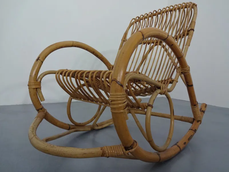 Clearance Pamono Mid-Century Italian Bamboo Rocking Chair, 1950s