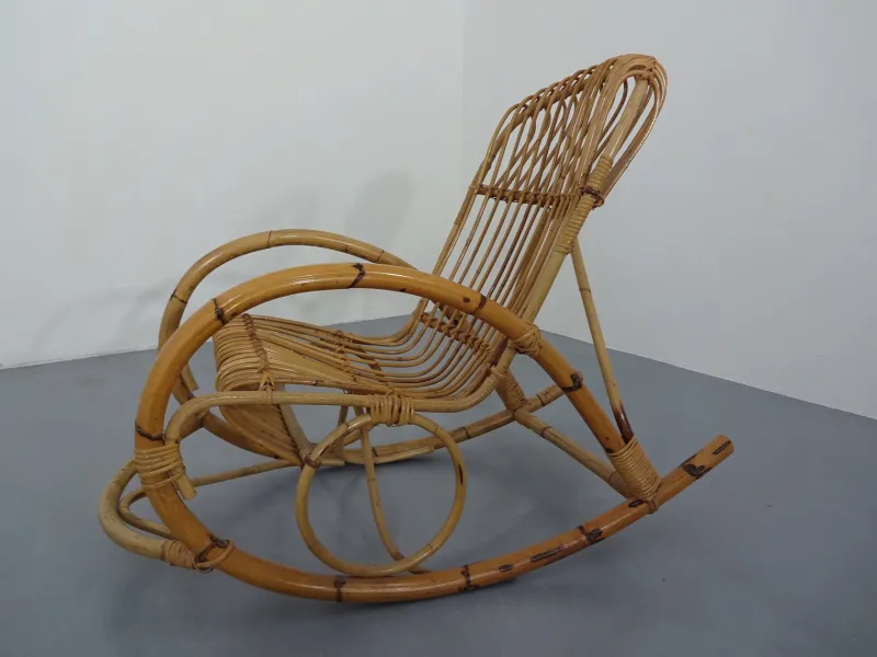 Clearance Pamono Mid-Century Italian Bamboo Rocking Chair, 1950s