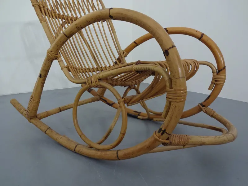 Clearance Pamono Mid-Century Italian Bamboo Rocking Chair, 1950s