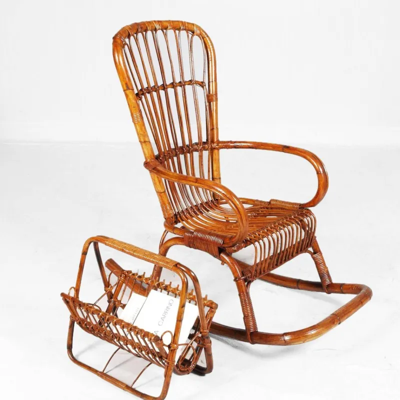 Pamono Mid-Century Italian Bamboo Rocking Chair> Rocking Chairs