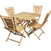 Pamono Mid-Century Italian Bamboo and Rattan Foldable Table and Four Chairs, 1960s, Set of 5