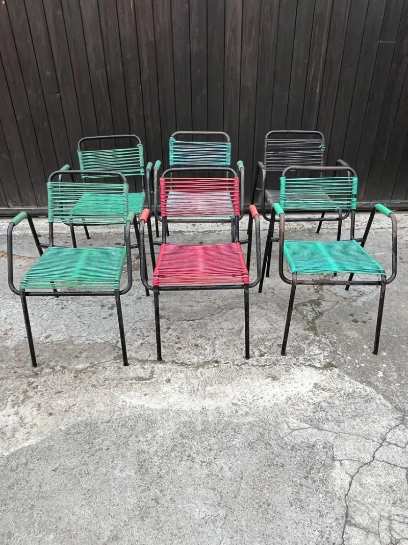 New Pamono Mid-Century Italian Bar Chairs, 1960s, Set of 6