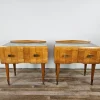 Pamono Mid-Century Italian Bedside Tables in Maple, Brass and Decorated Glass, 1950s, Set of 2> Nightstands