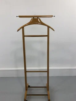 Pamono Mid-Century Italian Beech and Brass Suit Rack from Fratelli Reguitti, 1950s