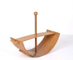 Pamono Mid-Century Italian Beech Plywood Wood Children Rocking Toy Chair, 1970s><noscript><img width=