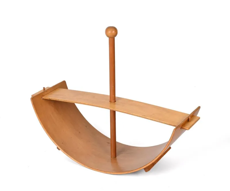 Pamono Mid-Century Italian Beech Plywood Wood Children Rocking Toy Chair, 1970s> Children's Chairs