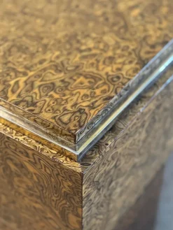 Pamono Mid-Century Italian Brass and Veneer Coffee Table, 1970s><noscript><img width=