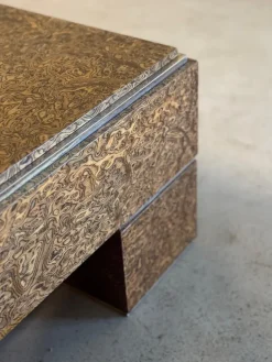 Pamono Mid-Century Italian Brass and Veneer Coffee Table, 1970s><noscript><img width=