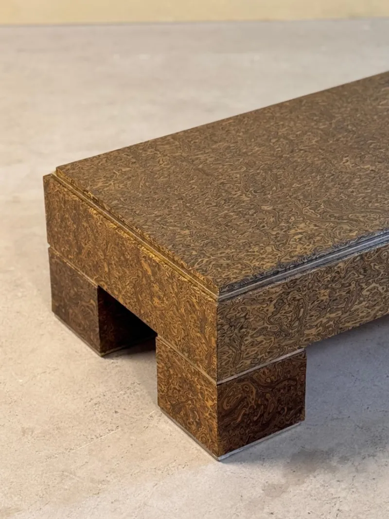 Pamono Mid-Century Italian Brass and Veneer Coffee Table, 1970s> Coffee & Side Tables